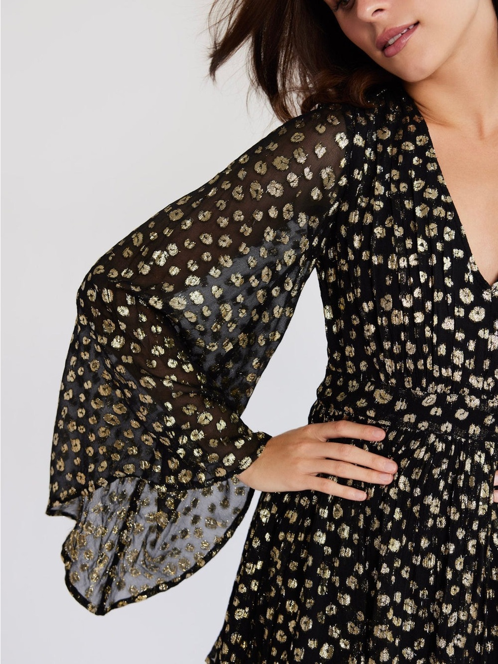 MILLE GOLDIE DRESS IN GOLD DUST S NWT - Picture 3 of 8